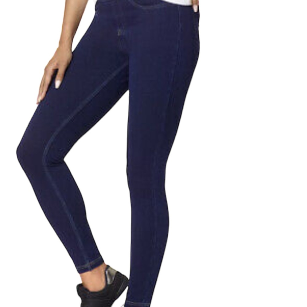 Hue Studio Classic Denim Leggings Mid Rise - Dark Denim Wash